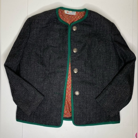 Vintage Obermeyer Grey Wool Jacket Made in Bavaria Sz 42 - Picture 3 of 7